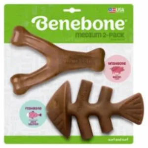 Benebone Wishbone &Fishbone Med 2pk - Pet Home | The Perfect Pet Supplies Shopping Experience