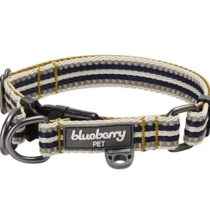 Blueberry Pet 3M Reflective Multi-Colored Stripe Dog Collar Olive and Blue-Gray - Pet Home | The Perfect Pet Supplies Shopping Experience
