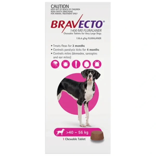 Bravecto for Extra Large Dogs 40 - 56 kg Single Chew - Pet Home | The Perfect Pet Supplies Shopping Experience