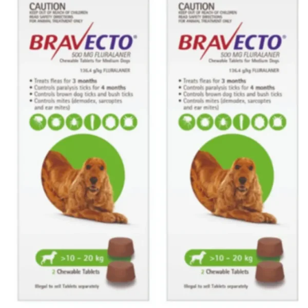 Bravecto for Medium Dogs 10 -20kg x 4 Chews (12 months protection) - Pet Home | The Perfect Pet Supplies Shopping Experience
