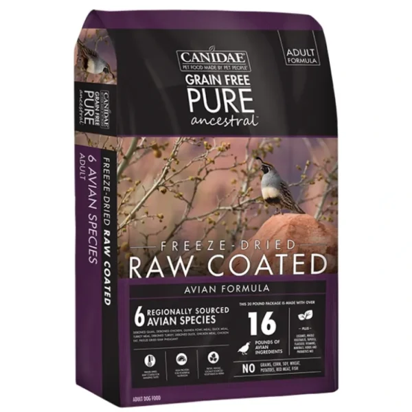 Canidae PURE Ancestral Grain Free Avian Recipe with Quail, Chicken, &Turkey Raw Coated Dry Dog Food - Pet Home | The Perfect Pet Supplies Shopping Experience
