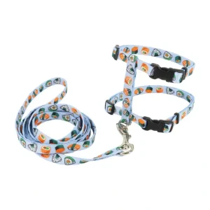 Cat Adjustable Harness & Leash Sushi on Blue 3/8x10-18" - Pet Home | The Perfect Pet Supplies Shopping Experience