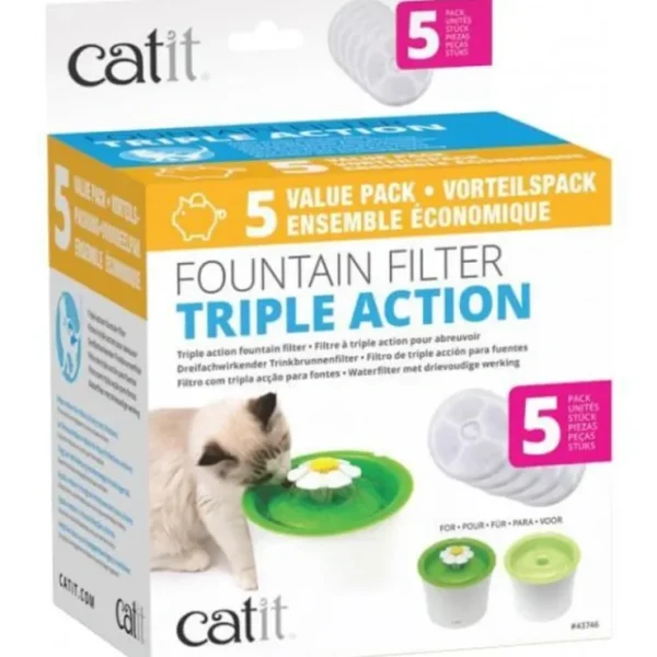 Catit 2.0 Senses Flower Water Fountain Water Softening Filter Set 5 Pack - Pet Home | The Perfect Pet Supplies Shopping Experience
