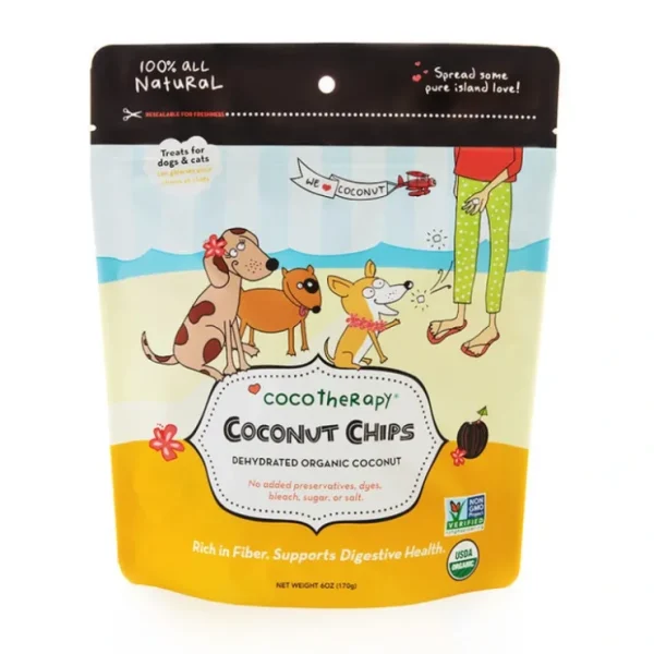 Coco Therapy Organic Coconut Chips - Raw Coconut for dogs, cats, birds (6 oz) - Pet Home | The Perfect Pet Supplies Shopping Experience