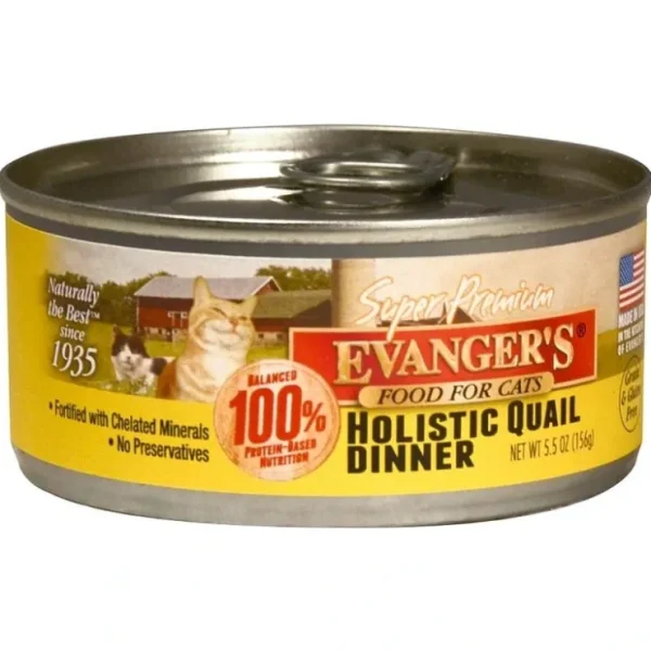 Online Evanger's Super Premium Holistic Quail Dinner Canned Cat Food (5.5-oz) - Pet Home | The Perfect Pet Supplies Shopping Experience Cats