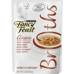 Shop Fancy Feast Broths Classic Chicken, Vegetables &Whitefish Supplemental Cat Food Pouches - Pet Home | The Perfect Pet Supplies Shopping Experience Cats
