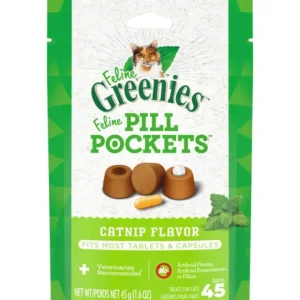 Discount FELINE GREENIES PILL POCKETS Natural Cat Treats, Catnip Flavor (1.6 oz. Pack (45 Treats)) - Pet Home | The Perfect Pet Supplies Shopping Experience Cats