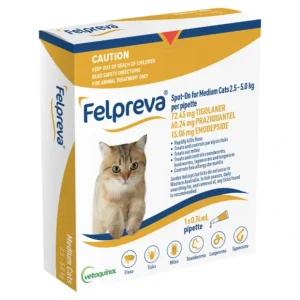 Sale Felpreva Medium Cat Spot On Flea Tick and Worming Treatment 2 Pippettes for cats 2.5KG-5KG (Yellow) - Pet Home | The Perfect Pet Supplies Shopping Experience Cats