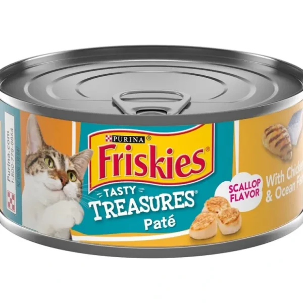 Discount Friskies Tasty Treasures Pate Chicken, Ocean Fish &Scallop Canned Cat Food - Pet Home | The Perfect Pet Supplies Shopping Experience Cats
