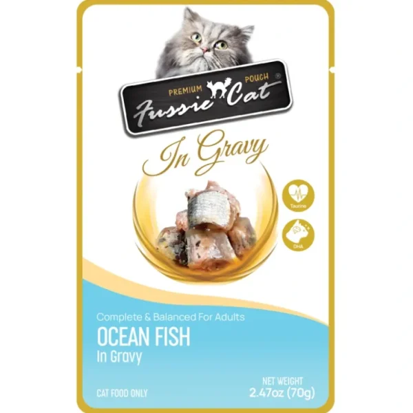 Sale Fussie Cat - Ocean Fish in Gravy 2.47oz Pouch - Pet Home | The Perfect Pet Supplies Shopping Experience Cats
