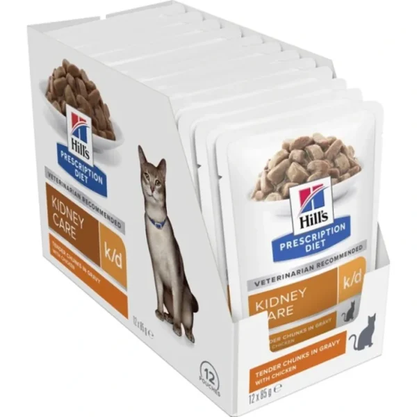 Sale Hills Prescription Feline K/D Pouches Kidney Care Chicken Wet Cat Food 85gm x 12 - Pet Home | The Perfect Pet Supplies Shopping Experience Cats