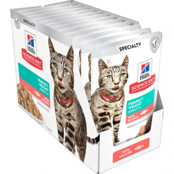 Shop Hills Science Diet Adult Perfect Weight Salmon Pouches Cat Food 12x85g - Pet Home | The Perfect Pet Supplies Shopping Experience Cats