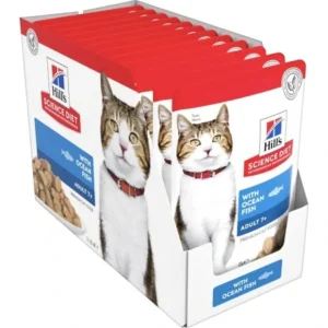 Flash Sale Hills Science Diet Feline Active Longevity 7+ with Ocean Fish Pouches 85g x 12 - Pet Home | The Perfect Pet Supplies Shopping Experience Cats