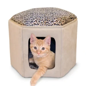 Cheap K & H Thermo Heated Kitty Sleep House - Tan/Leopard - Pet Home | The Perfect Pet Supplies Shopping Experience Cats