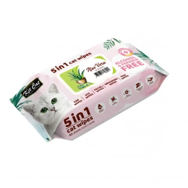Flash Sale Kit Cat Antibacterial Wipes for Cats Aloe Vera 80 Sheets 20 x 15cm - Pet Home | The Perfect Pet Supplies Shopping Experience Cats