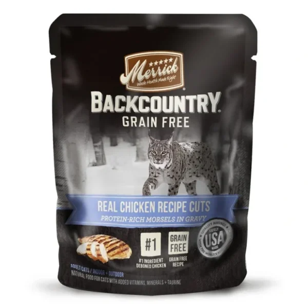 Store Merrick Backcountry Grain Free Real Chicken Cuts Recipe Cat Food Pouch - Pet Home | The Perfect Pet Supplies Shopping Experience Cats