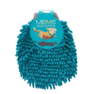 Clearance Messy Mutts Microfiber Chenille Dog Grooming Mitt (Blue) - Pet Home | The Perfect Pet Supplies Shopping Experience Dogs