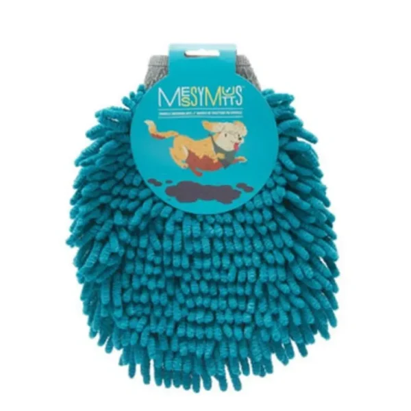 Clearance Messy Mutts Microfiber Chenille Dog Grooming Mitt (Blue) - Pet Home | The Perfect Pet Supplies Shopping Experience Dogs