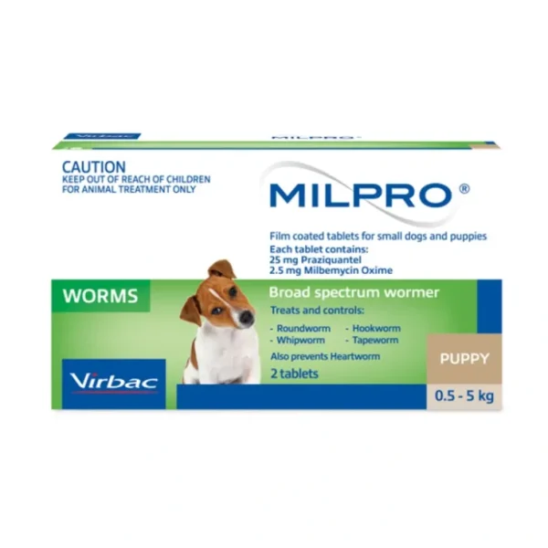 Hot Milpro Broad Spectrum Wormer for Small Dogs and Puppies 0.5-5kg 2 pack - Pet Home | The Perfect Pet Supplies Shopping Experience Cats