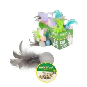 Best Multipet Felt Ball W/Feather Cat Toy Asstd. Colours - Pet Home | The Perfect Pet Supplies Shopping Experience Pet Toys