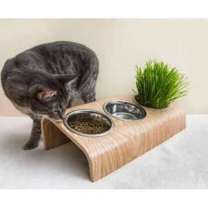 Pet feeding station with 3 bowls, Pet bowls with stand: Oak - Pet Home | The Perfect Pet Supplies Shopping Experience Store