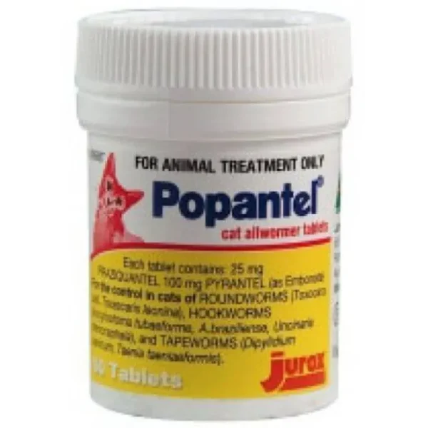 Popantel Cat 5kg - Bottle of 50 Tablets - Pet Home | The Perfect Pet Supplies Shopping Experience