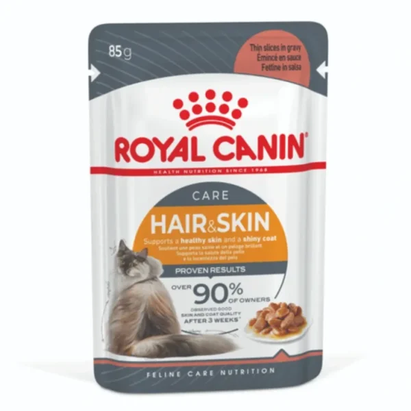 Royal Canin Hair and Skin care in Gravy wet cat food pouches 85gm x 12 - Pet Home | The Perfect Pet Supplies Shopping Experience