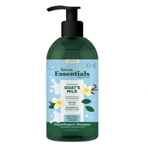 TropiClean Goats Milk Hypoallergenic Shampoo For Dogs, Puppies And Cats (16 oz) - Pet Home | The Perfect Pet Supplies Shopping Experience