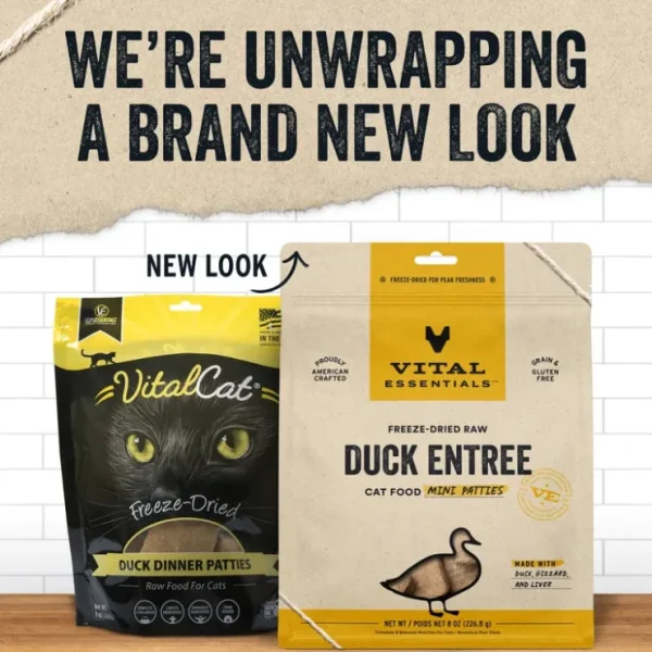 Vital Essentials Grain Free Duck Mini Patties Freeze Dried Raw Food for Cats - Pet Home | The Perfect Pet Supplies Shopping Experience