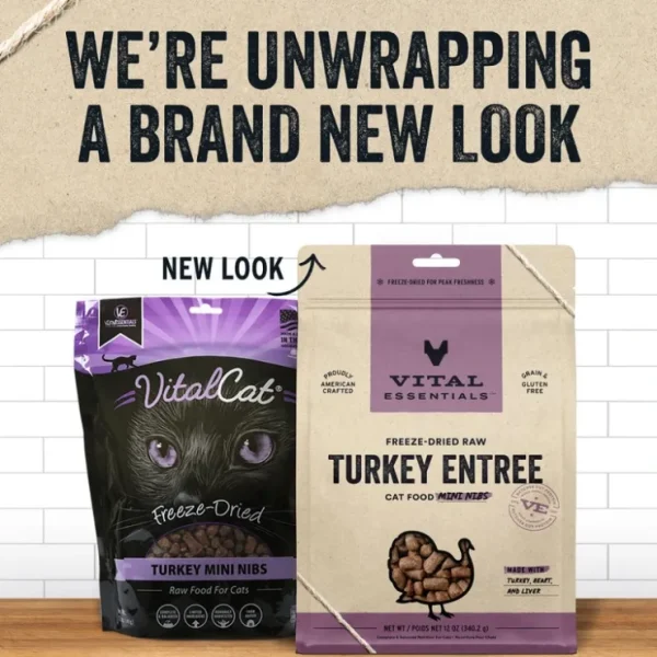 Vital Essentials Grain Free Turkey Mini Nibs Freeze Dried Raw Food for Cats - Pet Home | The Perfect Pet Supplies Shopping Experience