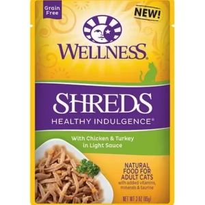 Wellness Healthy Indulgence Natural Grain Free Shreds with Chicken and Turkey in Light Sauce Cat Food Pouch - Pet Home | The Perfect Pet Supplies Shopping Experience
