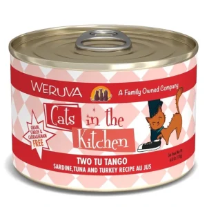 Weruva Cats in the Kitchen Two Tu Tango Sardine, Tuna and Turkey Recipe Au Jus Canned Cat Food (3.2-oz, single) - Pet Home | The Perfect Pet Supplies Shopping Experience
