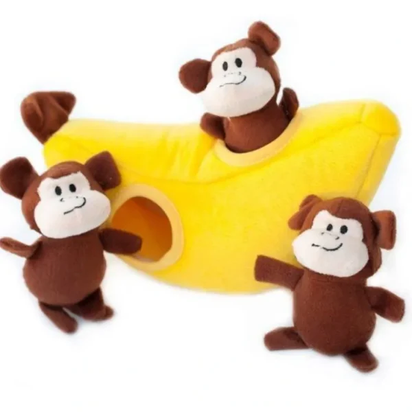 ZippyPaws Zippy Burrow Monkey 'n Banana Hide and Seek Puzzle Dog Toy - Pet Home | The Perfect Pet Supplies Shopping Experience